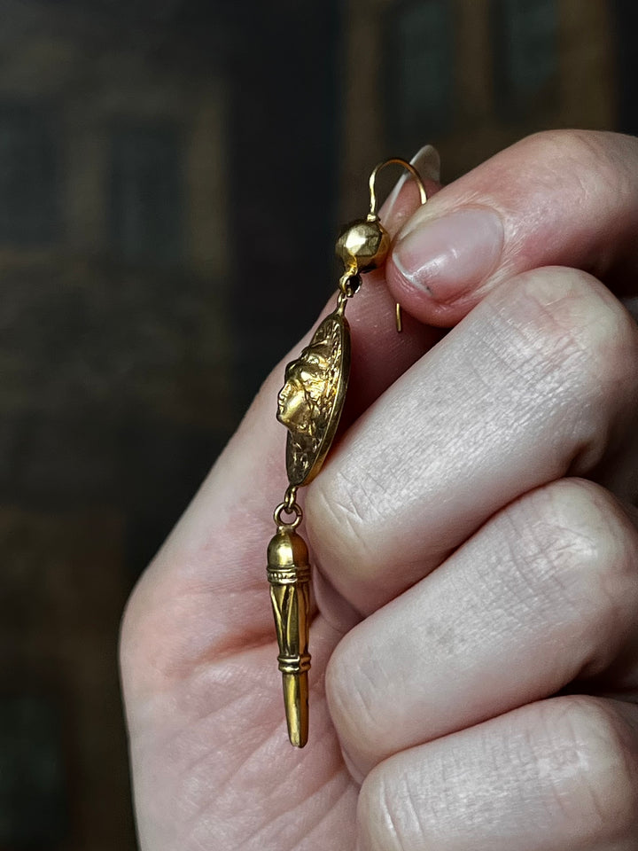 Exceptional Stylized Victorian Art Nouveau Earrings of Queen Theodora