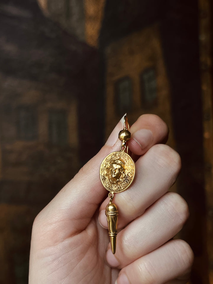 Exceptional Stylized Victorian Art Nouveau Earrings of Queen Theodora