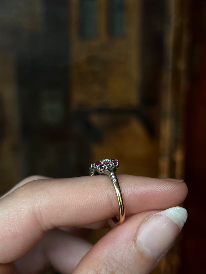 Victorian Ruby and Diamond Triple Band Ring