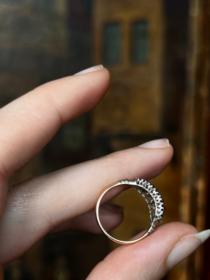 Victorian Ruby and Diamond Triple Band Ring