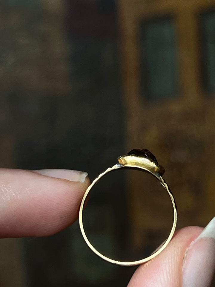 Georgian Rose Cut Garnet Morning Glory Ring in 18ct