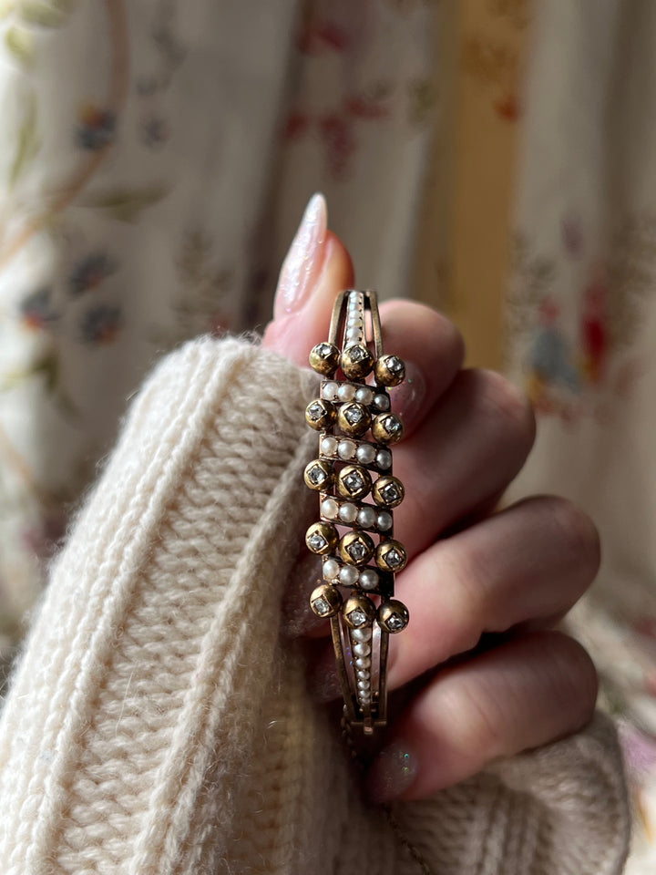 French for Export Pearl and Diamond Bracelet