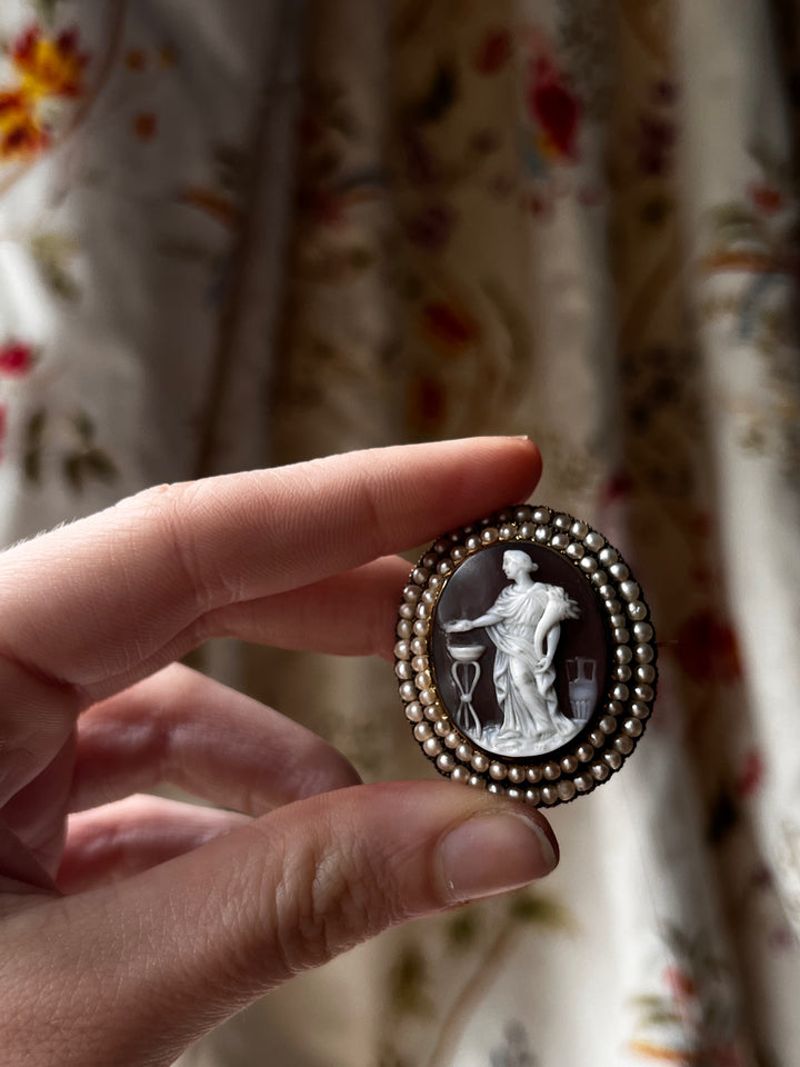 Rare Cameo of Ceres Holding Cournecopia in Harvest Rite