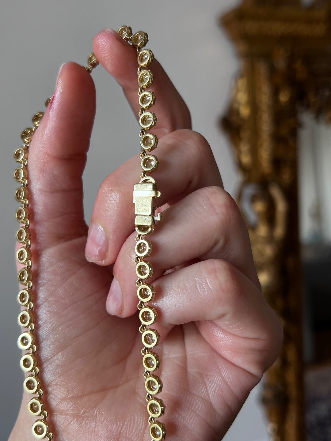 Pure 18ct Diamond Rivière or Tennis Necklace with 12.48ctw 16”