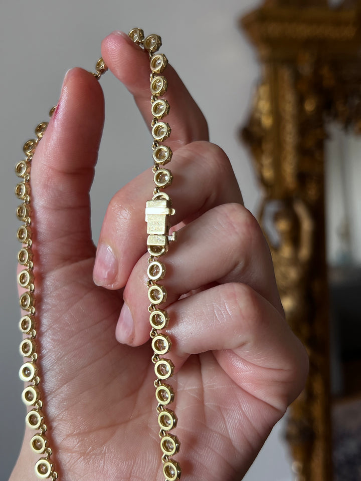 Pure 18ct Diamond Rivière or Tennis Necklace with 12.48ctw 16”