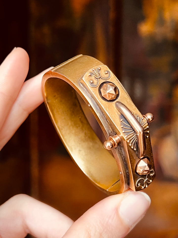 Outstanding 1870's Aesthetic Movement 14ct Bangle