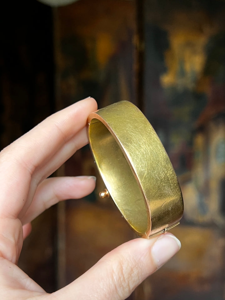 Outstanding 1870's Aesthetic Movement 14ct Bangle