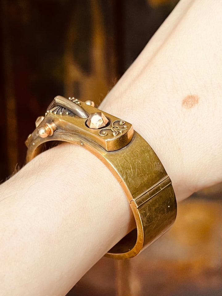Outstanding 1870's Aesthetic Movement 14ct Bangle