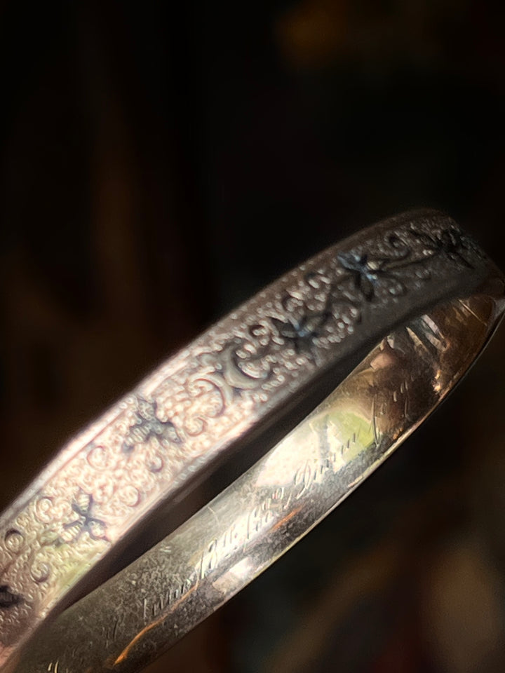 14ct Wedding Bangles With Black Enamel Signed 1882