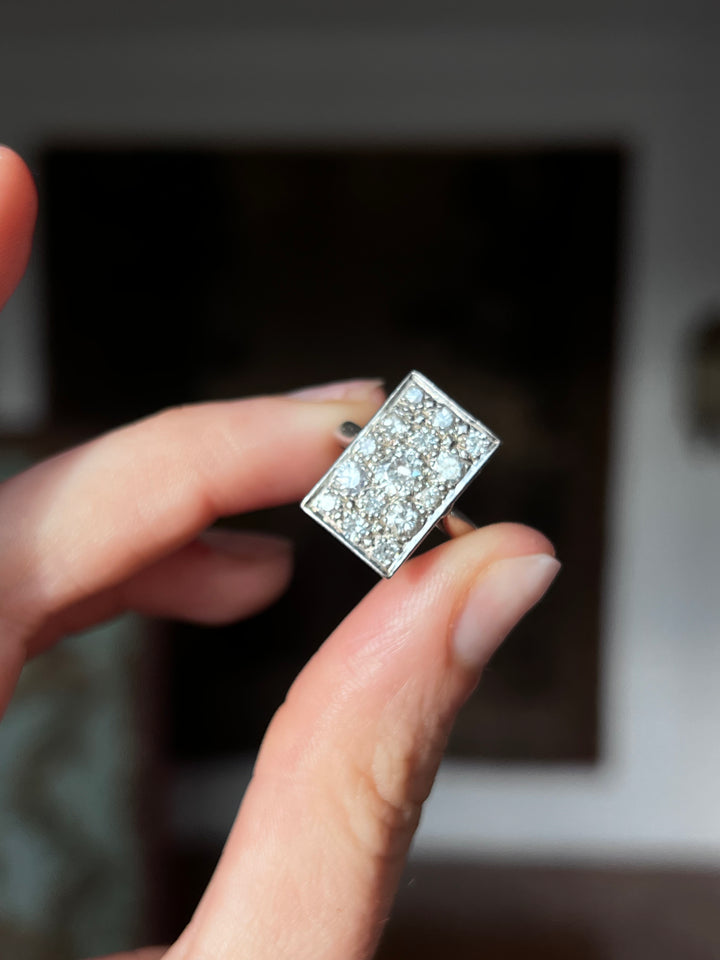 18ct Diamond Plaque Ring of the 1930’s 1.74ctw