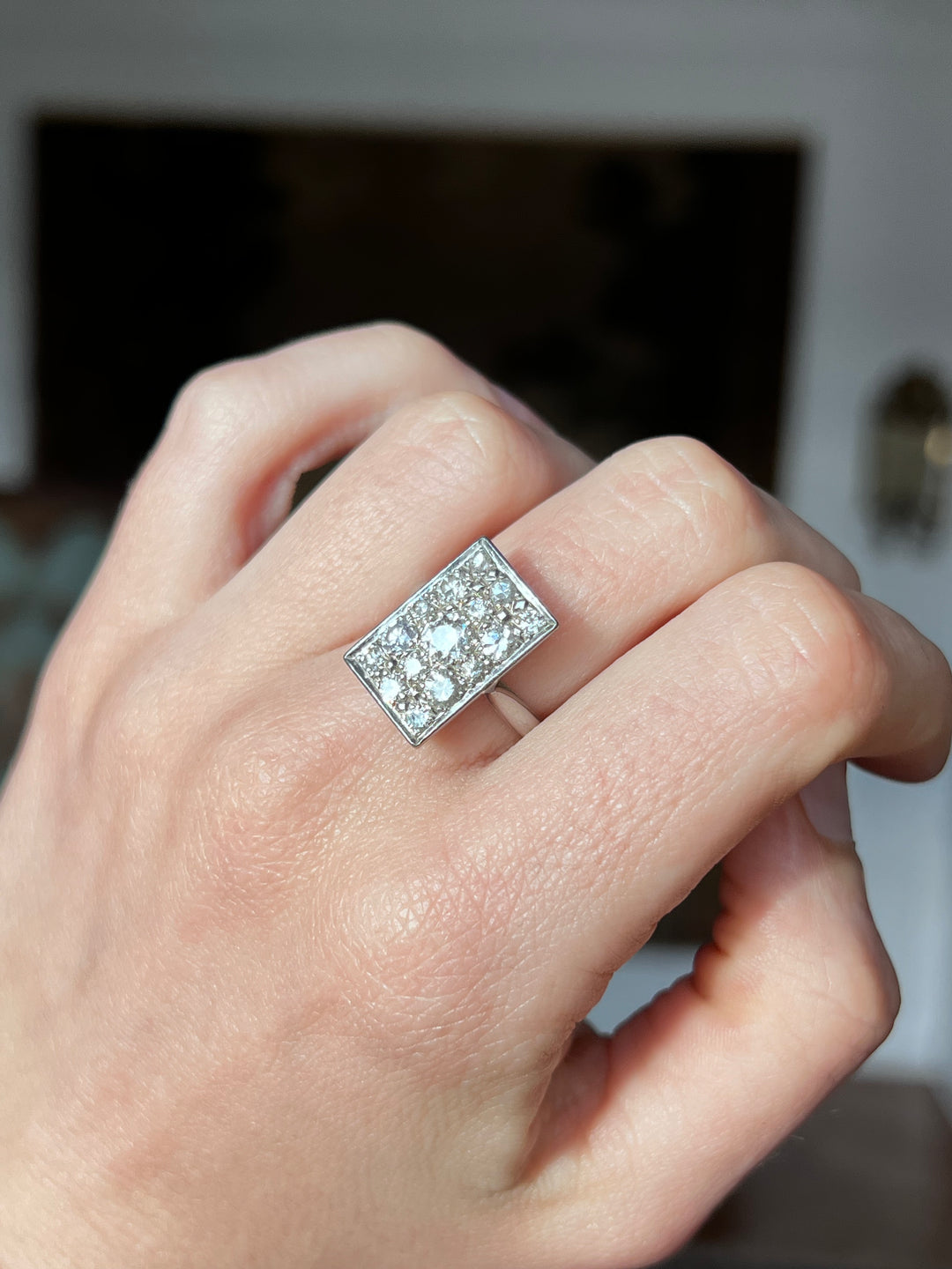 18ct Diamond Plaque Ring of the 1930’s 1.74ctw