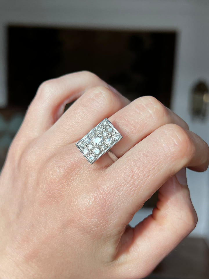 18ct Diamond Plaque Ring of the 1930’s 1.74ctw