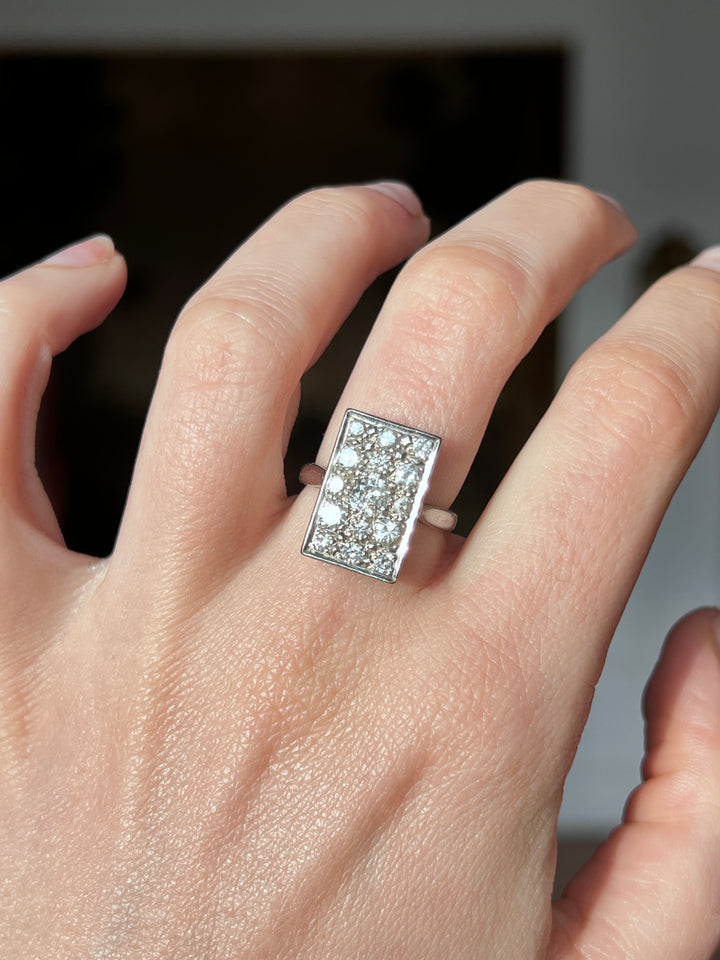 18ct Diamond Plaque Ring of the 1930’s 1.74ctw
