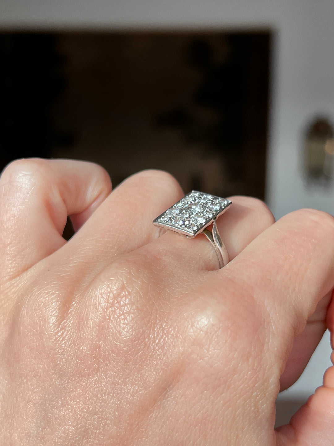 18ct Diamond Plaque Ring of the 1930’s 1.74ctw