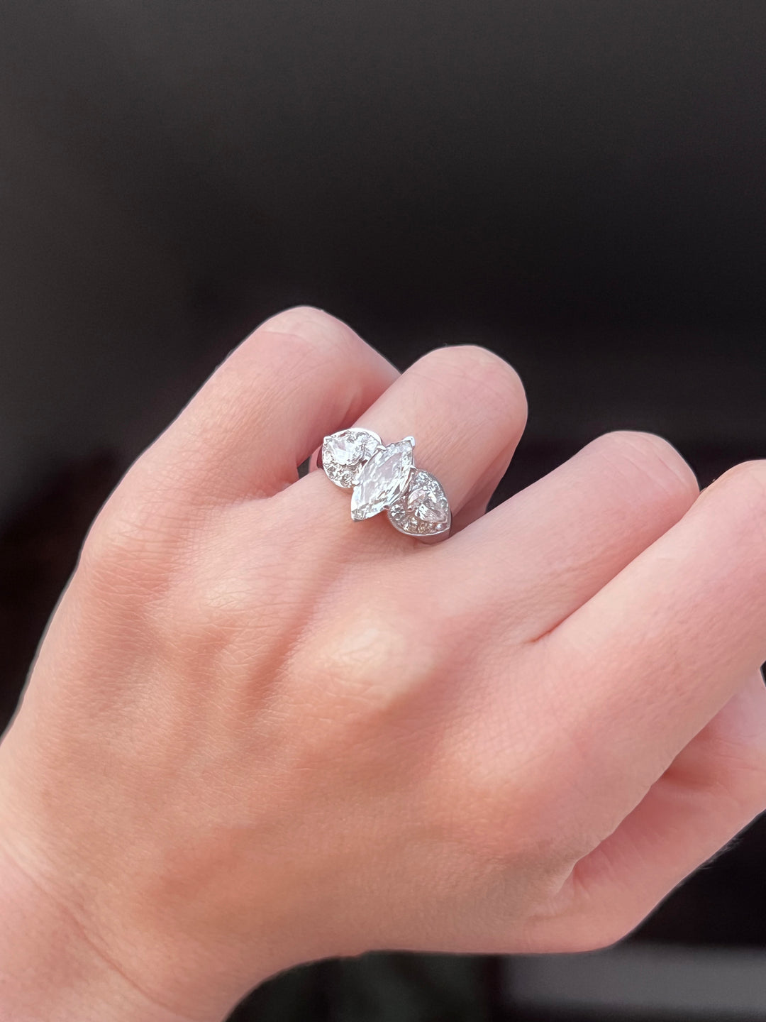 Superb Vintage Marquise Diamond Ring in 18ct White Gold