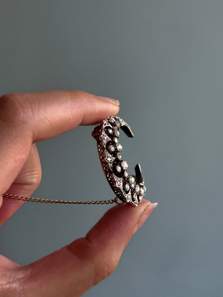 Exceptional French 18ct Crescent Brooch with Diamonds Payment 1