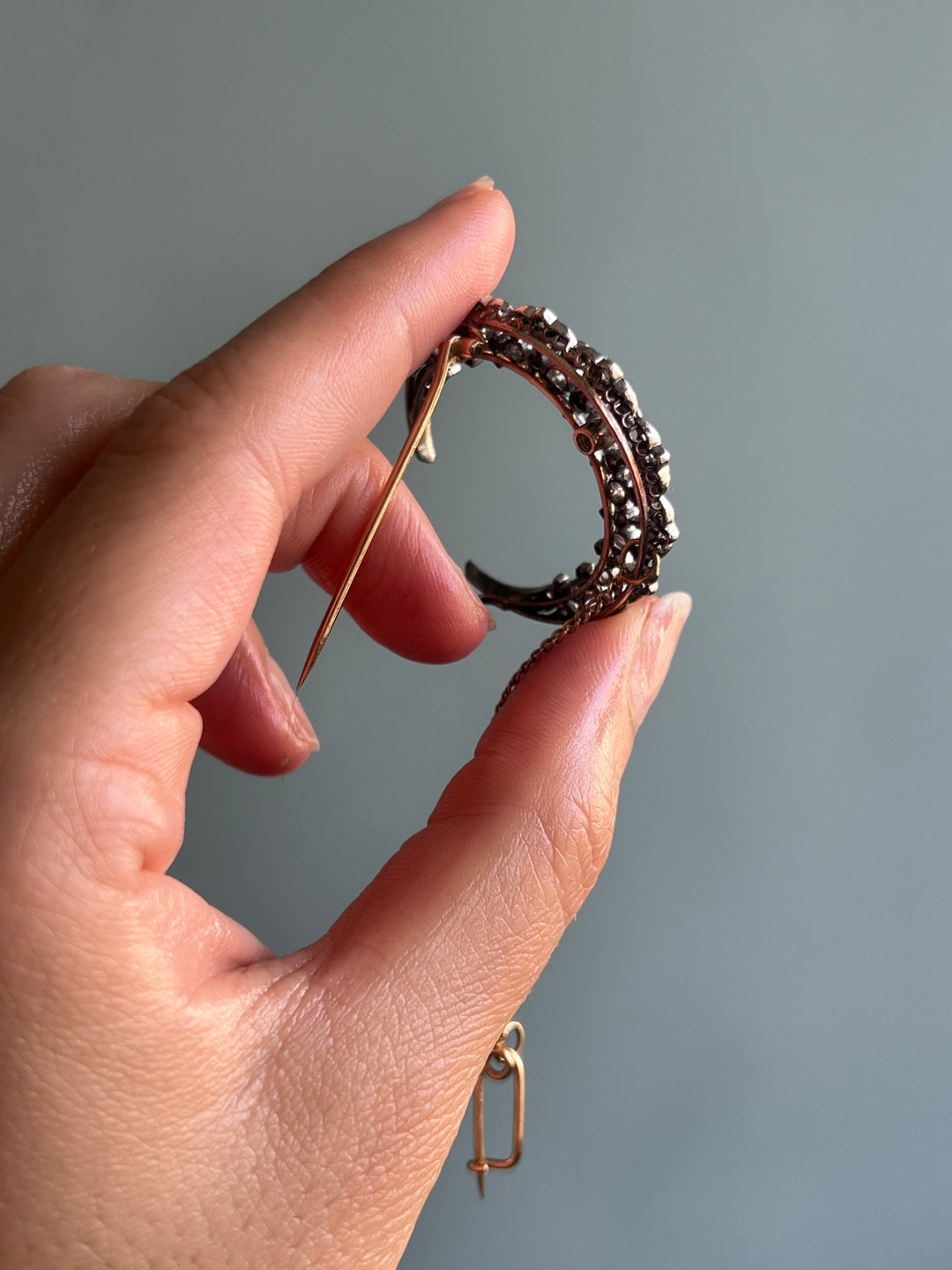 Exceptional French 18ct Crescent Brooch with Diamonds Payment 1