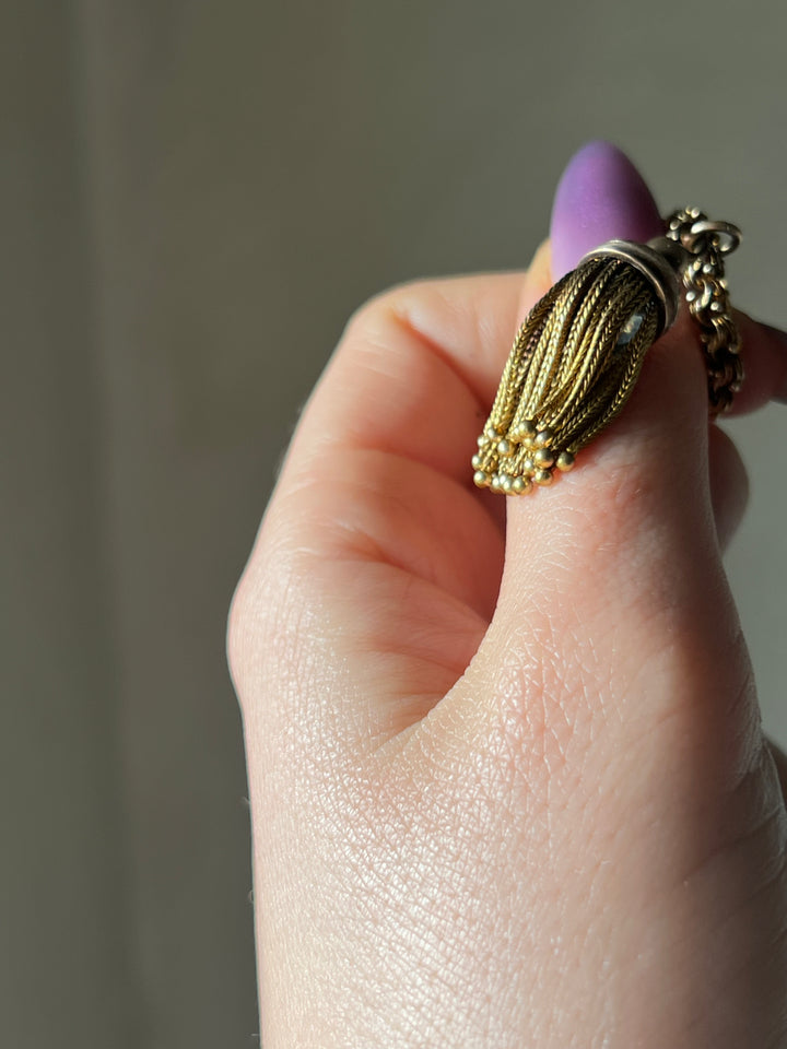 Archaeological Revival Tassel Chain in 14ct American 1870