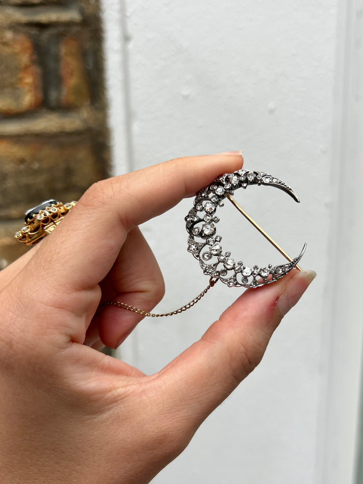 Exceptional French 18ct Crescent Brooch with Diamonds Payment 1
