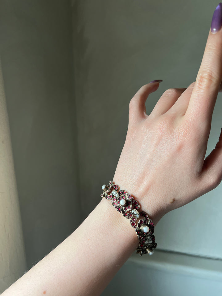Garnet and Pearl Bracelet of Austro- Hungarian Origin