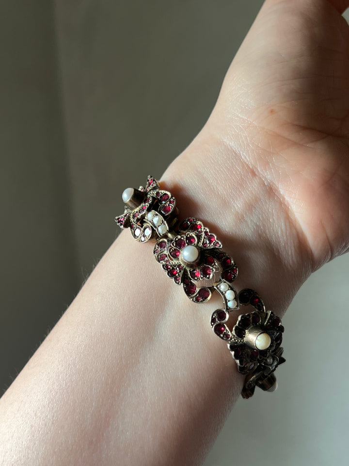 Garnet and Pearl Bracelet of Austro- Hungarian Origin