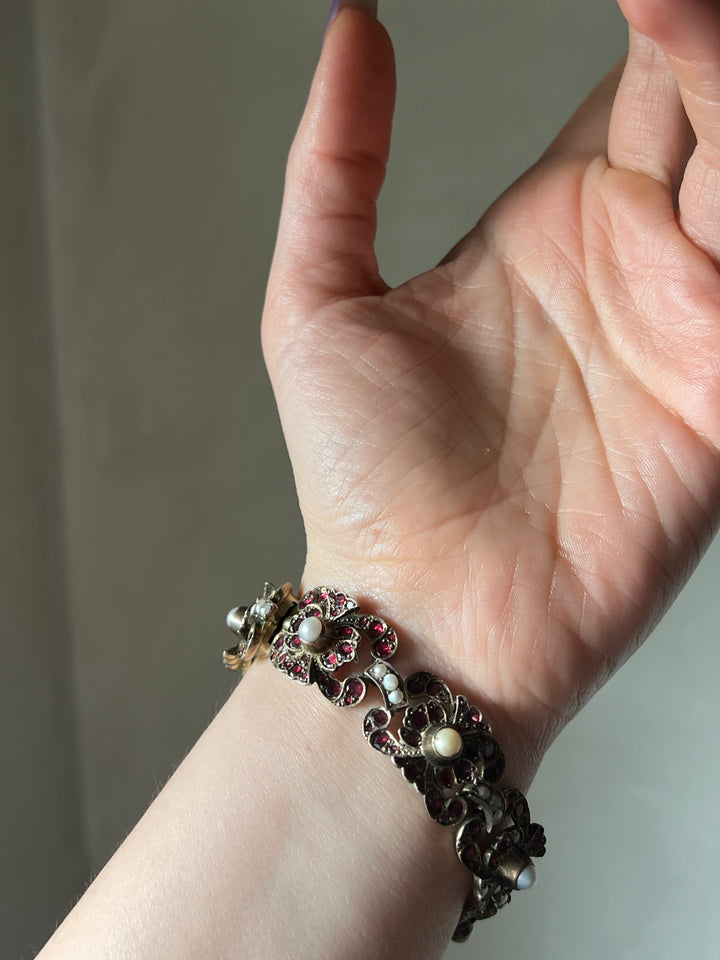 Garnet and Pearl Bracelet of Austro- Hungarian Origin