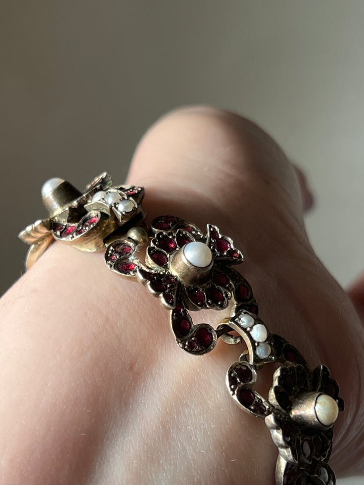 Garnet and Pearl Bracelet of Austro- Hungarian Origin