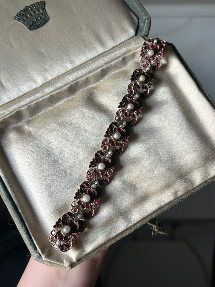 Garnet and Pearl Bracelet of Austro- Hungarian Origin