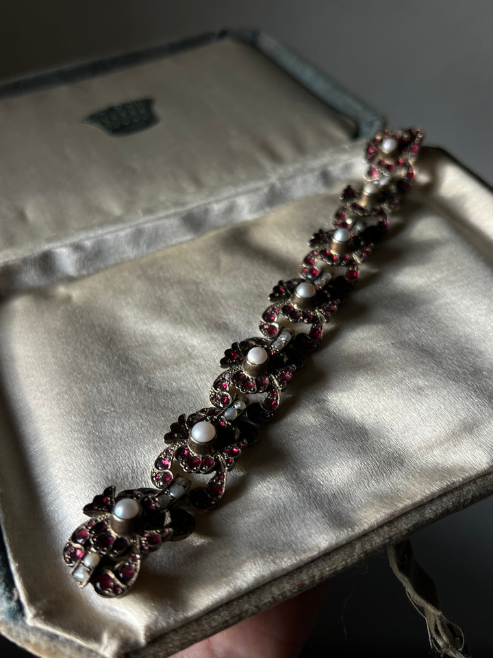 Garnet and Pearl Bracelet of Austro- Hungarian Origin