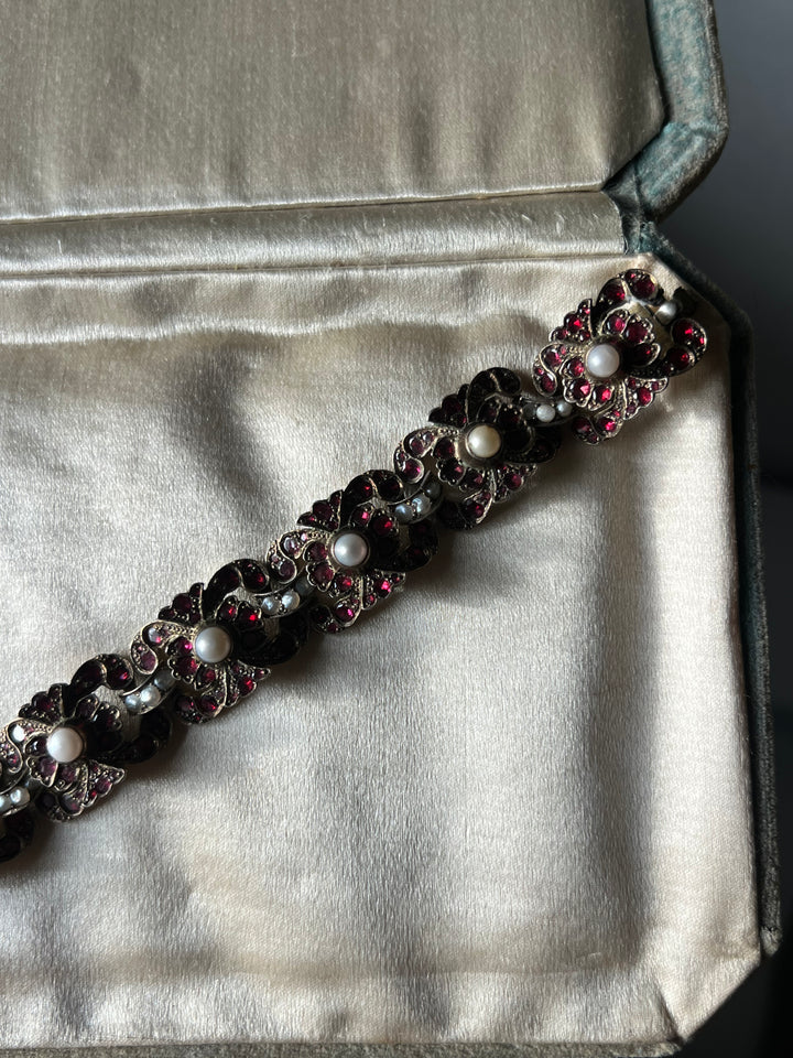 Garnet and Pearl Bracelet of Austro- Hungarian Origin