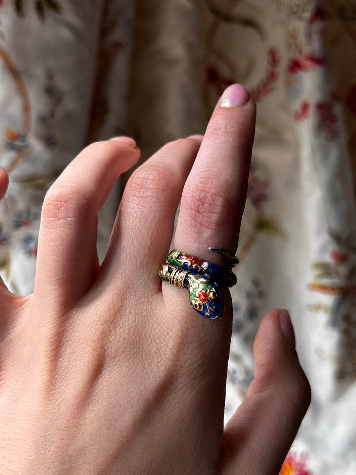 Superb 14ct And Enamel Snake C 1960