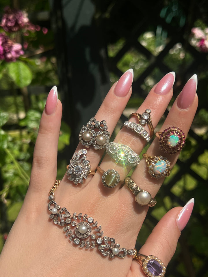 Outstanding Art Deco Three Diamond Band C. 1910