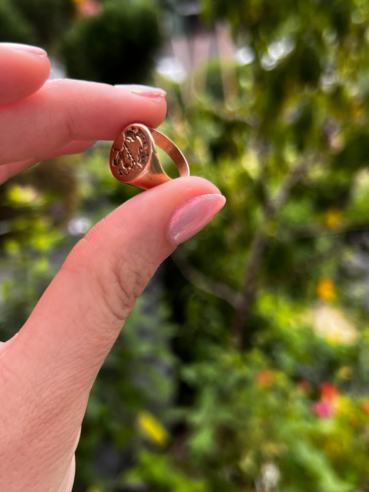 Hefty 14ct Signet Ring 'Nil Sine Deo'