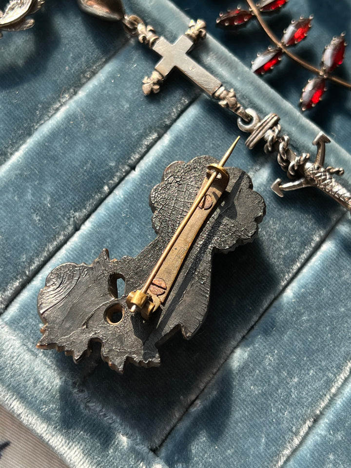 American Gutta Percha Brooch of Victorian Hand