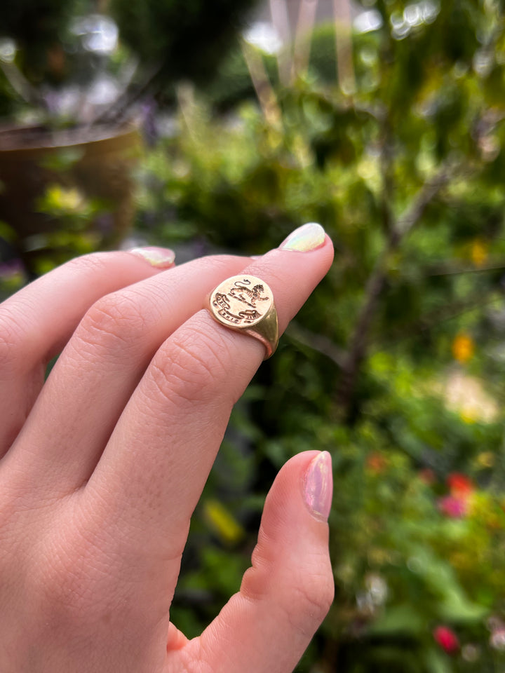 Hefty 14ct Signet Ring 'Nil Sine Deo'