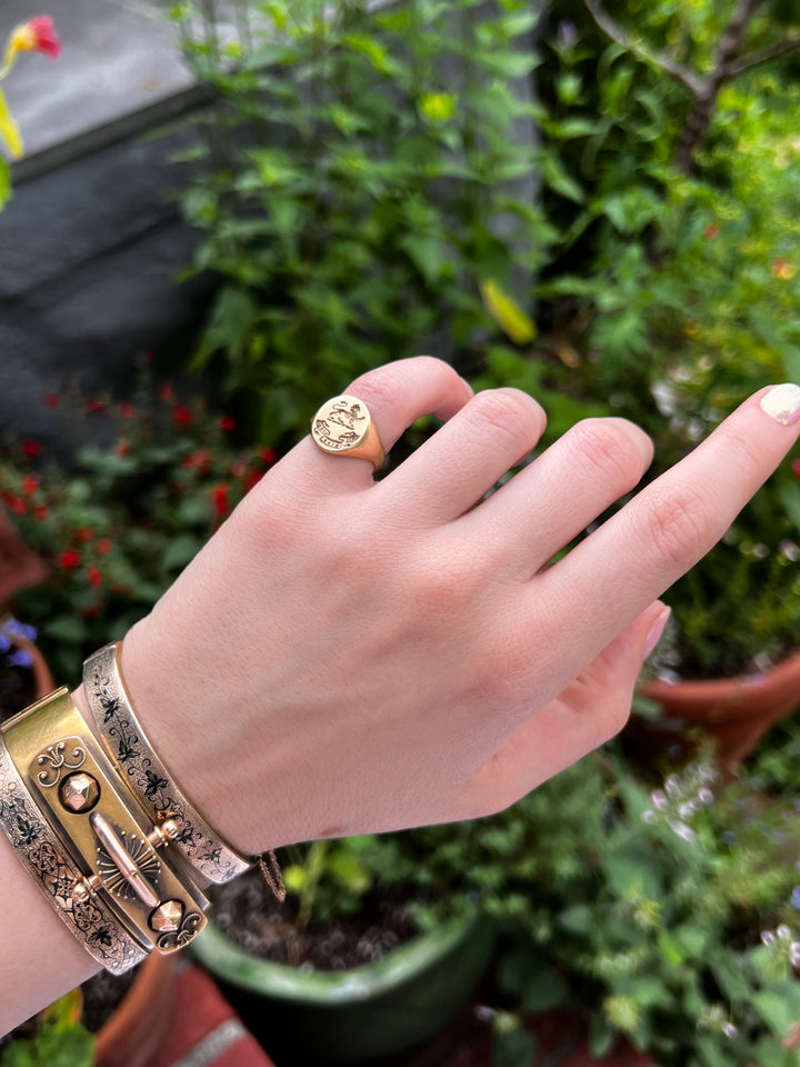 Hefty 14ct Signet Ring 'Nil Sine Deo'