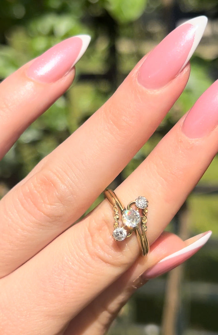 18ct Belle Epoque 3 Stone Diamond Ring