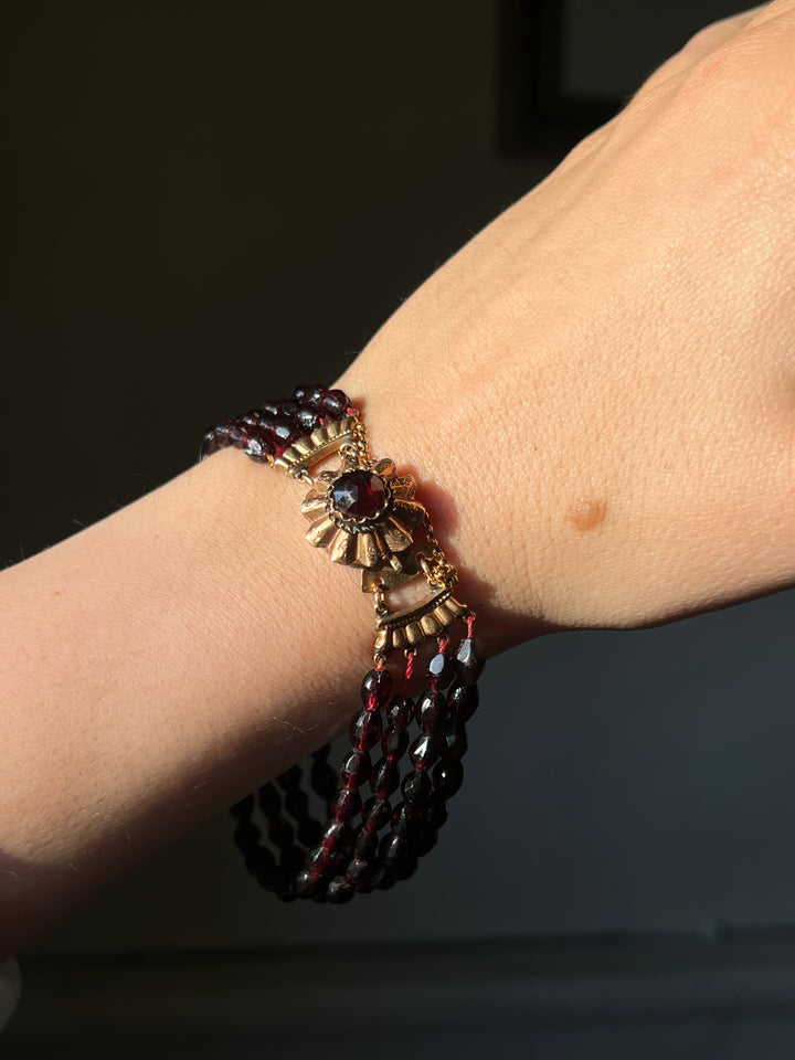 14ct Garnet Bracelet of 4 Strands circa 1860