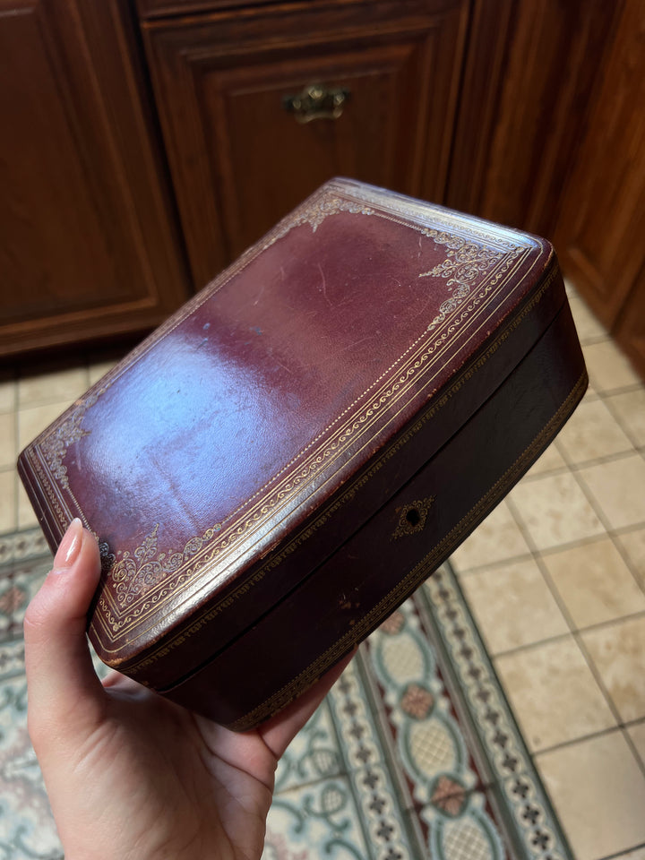 Delicious Early 20th C Leather & Velvet Jewel Box