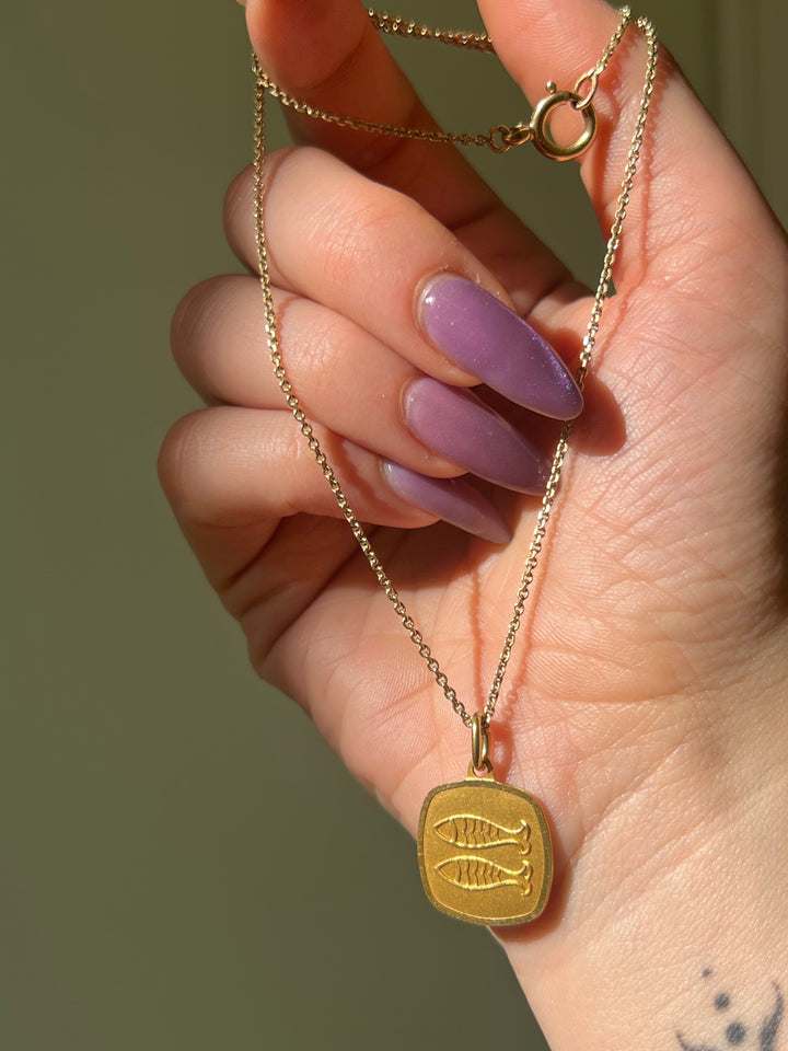 Rare Vintage Pisces Charm With Chain