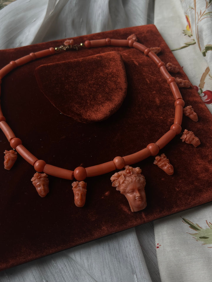 19th Century Sicilian Coral Necklace of Persephone and the Maenads