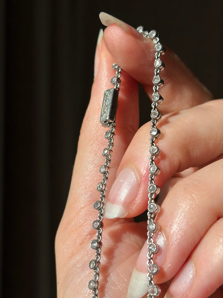18ct White Gold Diamond Rivière with 2.16ct Old European-Cut Center, 7.73ctw