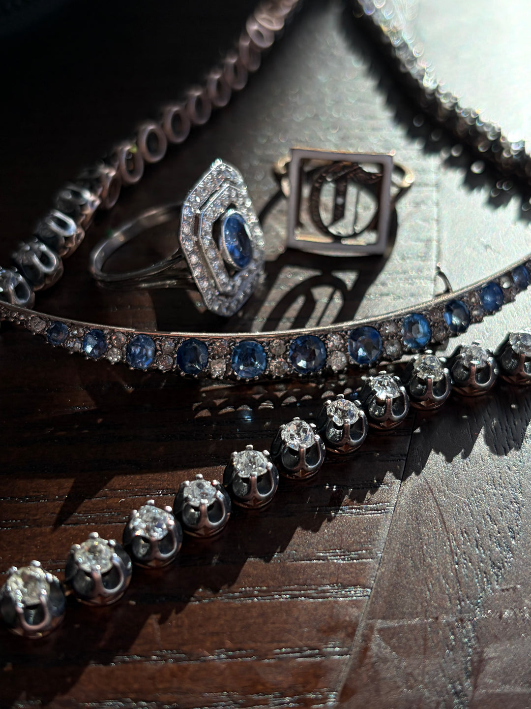 17" Old-Cut Diamond Rivière in 18-Carat Gold and Sterling Silver, 18.45 Carats