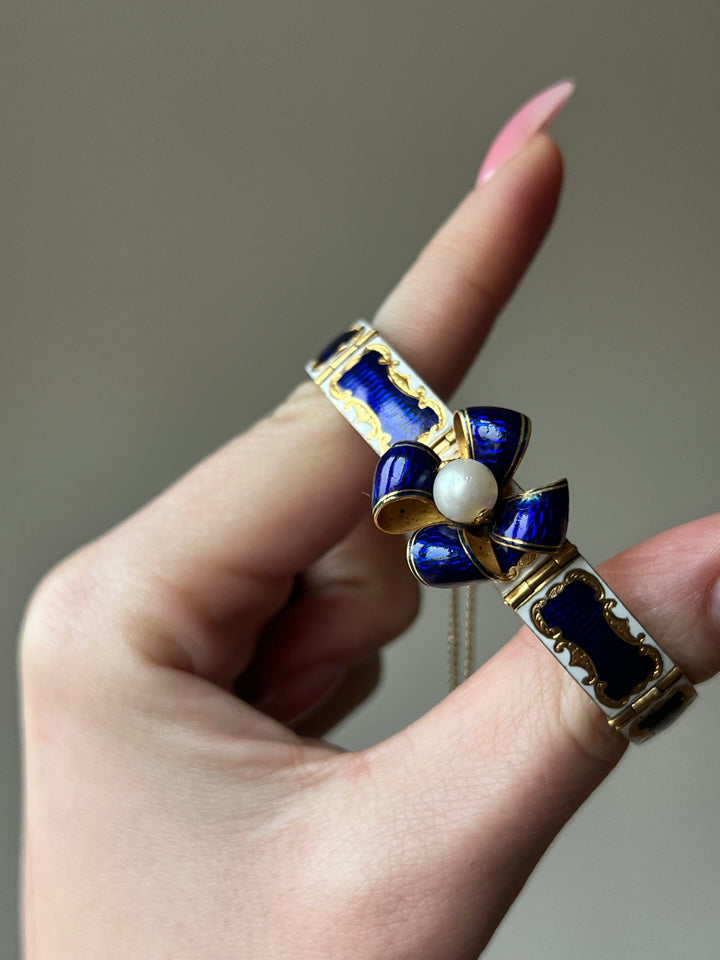 Antique 18ct Gold, Pearl & Enamel Bracelet