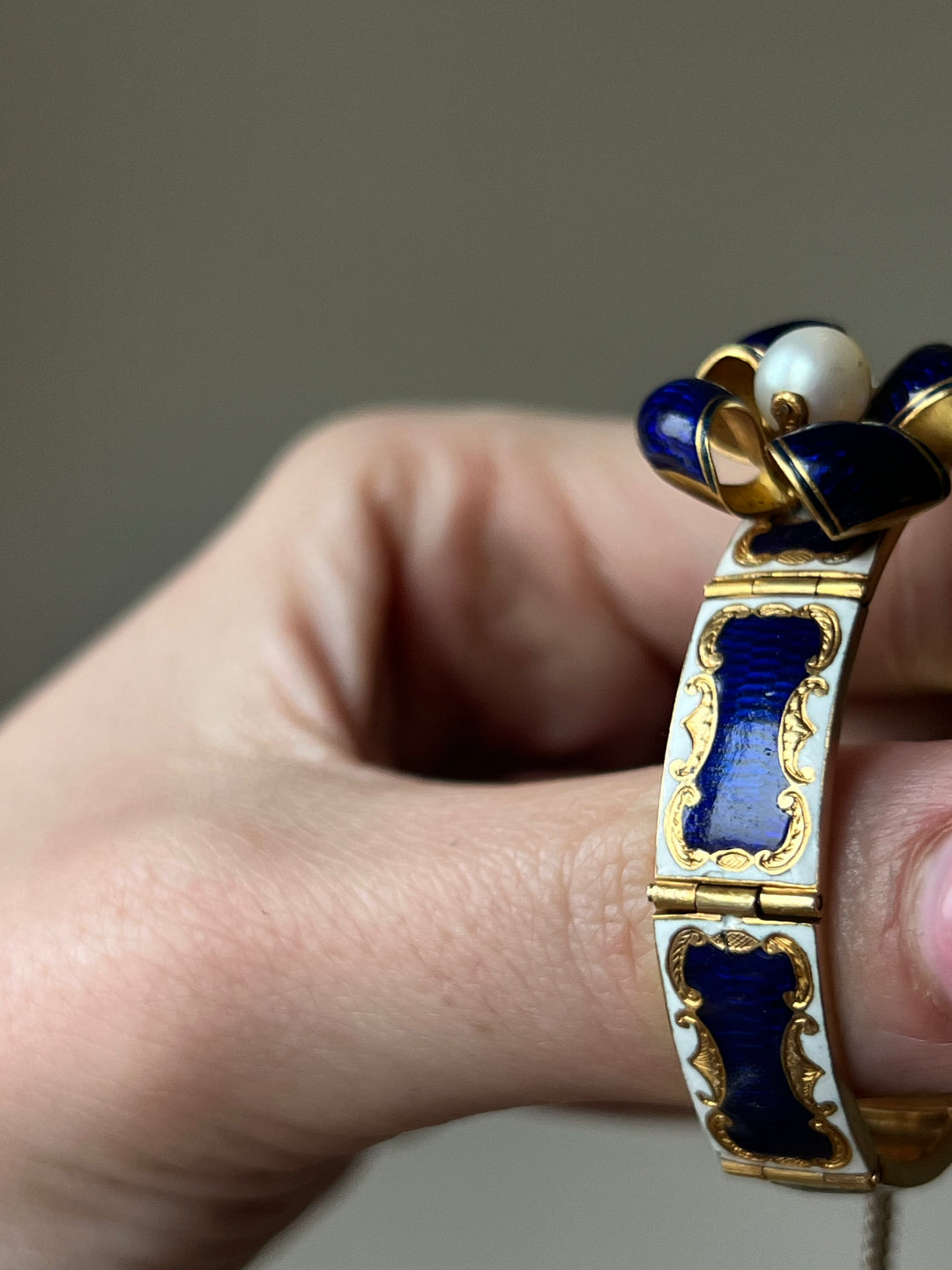 Antique 18ct Gold, Pearl & Enamel Bracelet