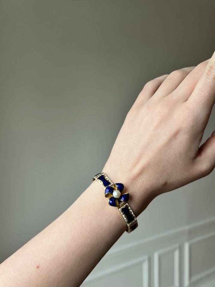 Antique 18ct Gold, Pearl & Enamel Bracelet