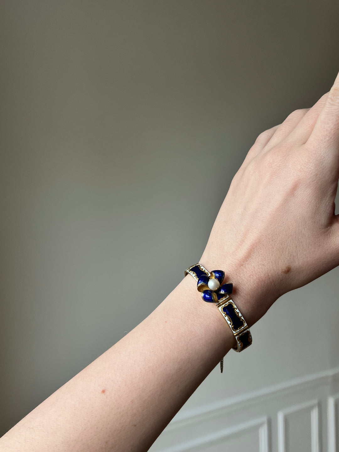 Antique 18ct Gold, Pearl & Enamel Bracelet