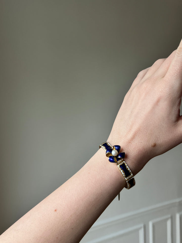 Antique 18ct Gold, Pearl & Enamel Bracelet
