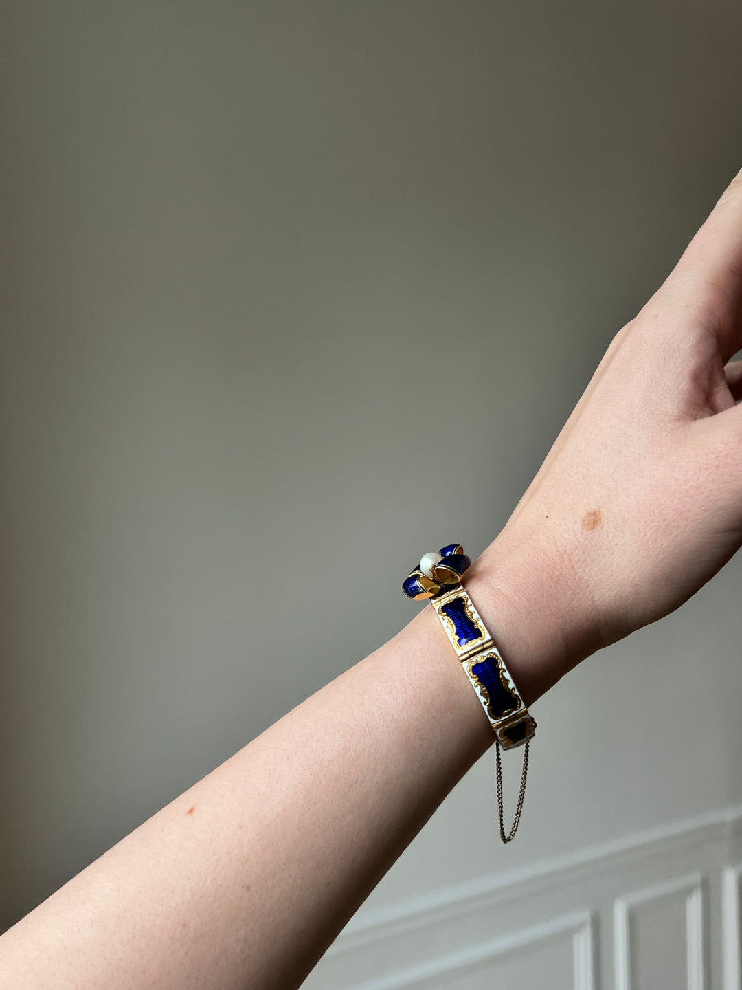 Antique 18ct Gold, Pearl & Enamel Bracelet