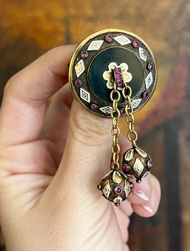 HOLD FOR J 🌸 Superb French 18ct Ruby and Natural Pearl Collar c. 1855